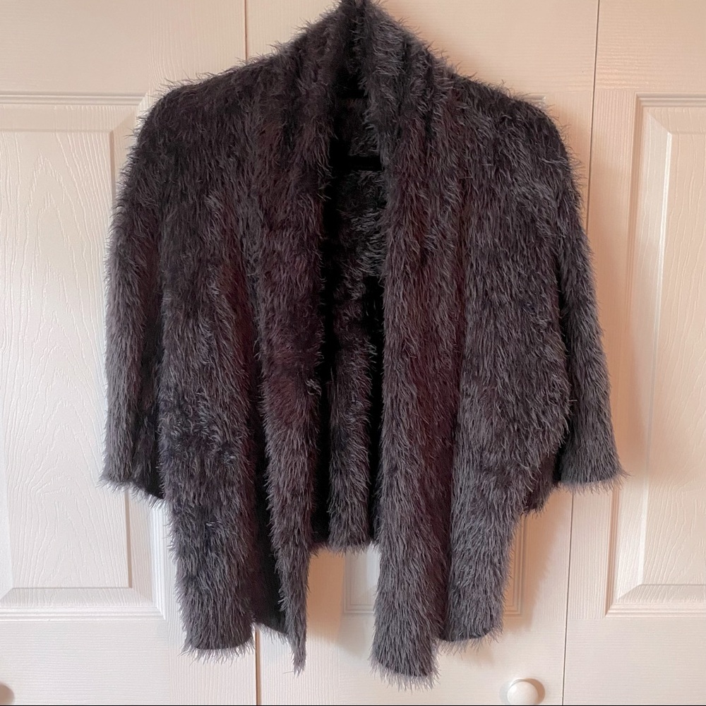 Nanako black fuzzy soft sweater